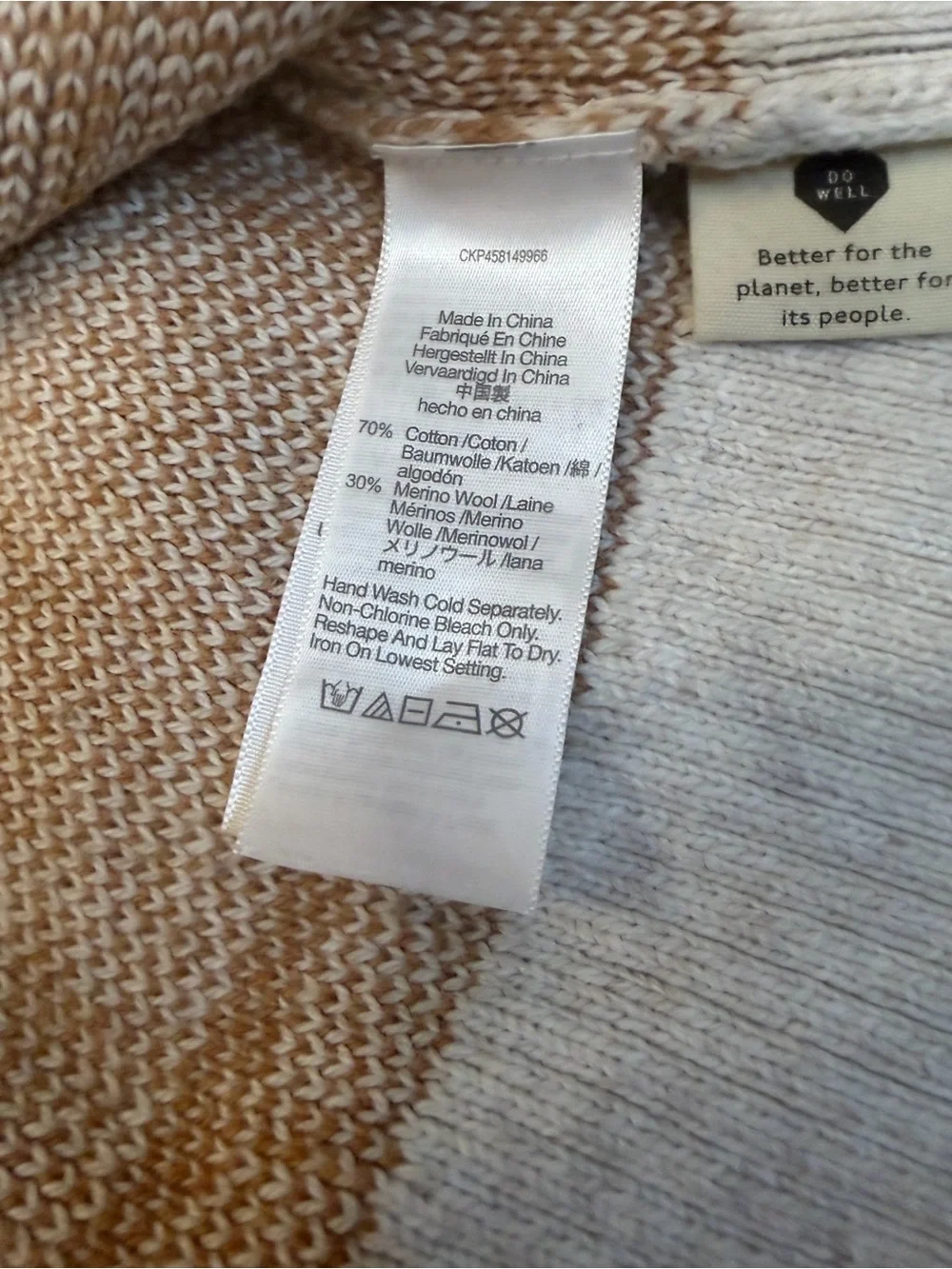 Madewell Cream and Camel Windowpane Turtleneck Sweater